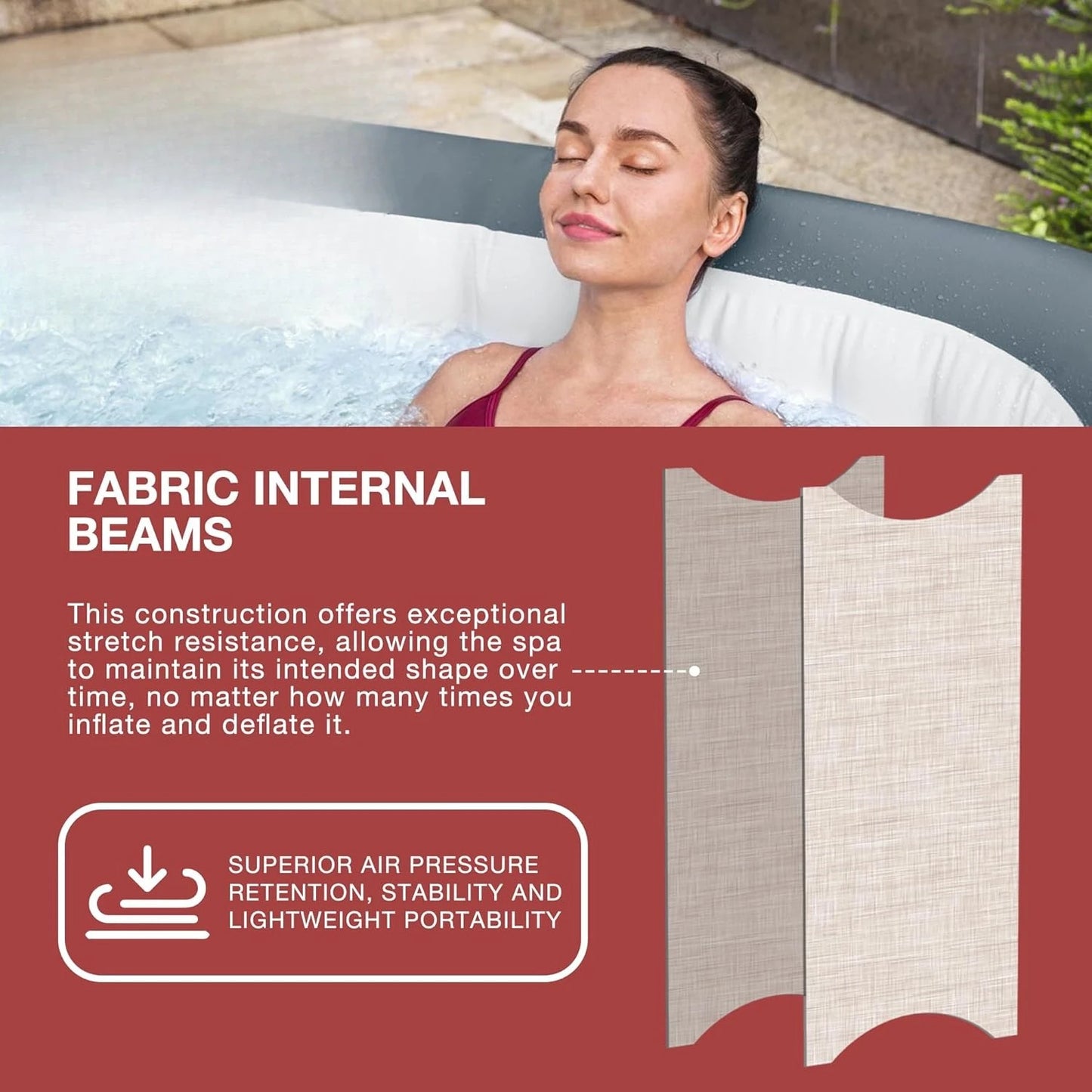 SaluSpa AirJet 4–6 Person Inflatable Hot Tub – Square Portable Outdoor Spa with 114 Soothing AirJets & Insulated Cover, Gray