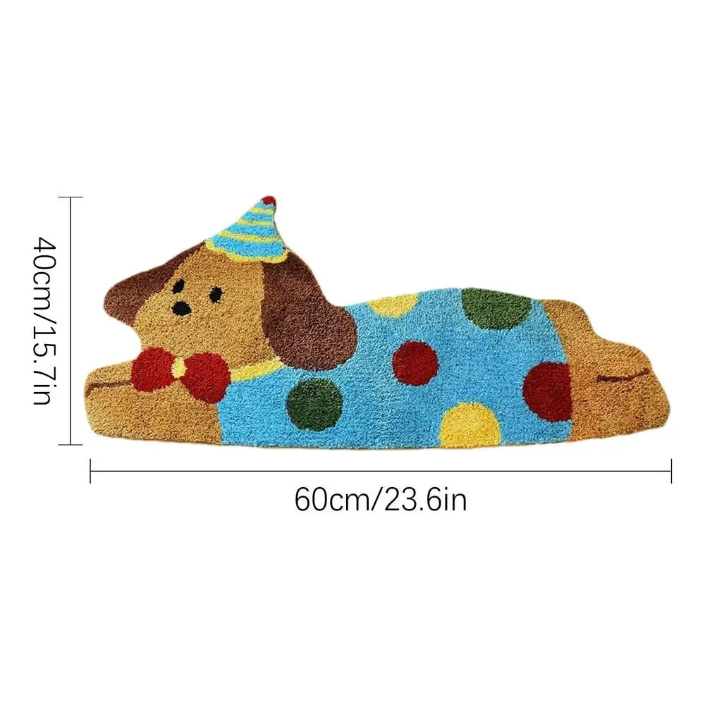 Dog Bathroom Rug – Funny Plush Shower Mat with Cute Dog Pattern, Water Absorbent, Thick & Non-Slip Washable Bath Mat