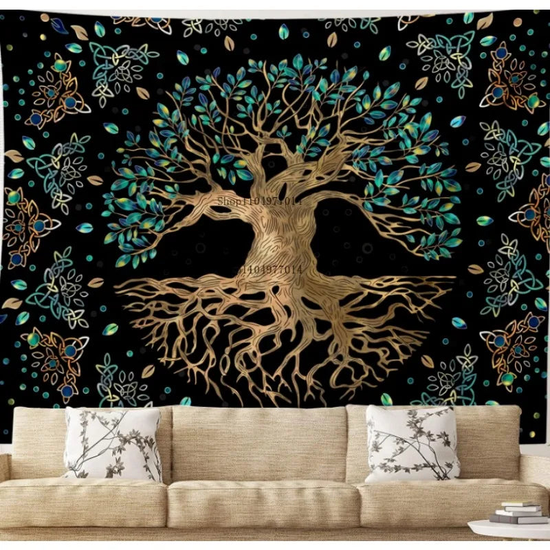 Tree of Life Wall Tapestry – Psychedelic & Mystical Aesthetic Décor for Living Room, Bedroom, or Dorm