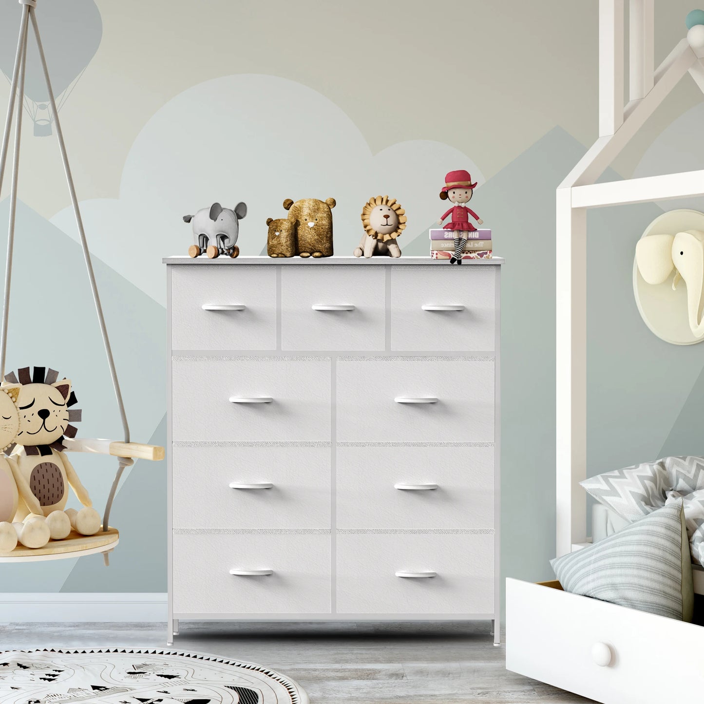 JHK Tall Dresser with 9 Fabric Storage Drawers — Bedroom Wardrobe Organizer for Adults & Kids