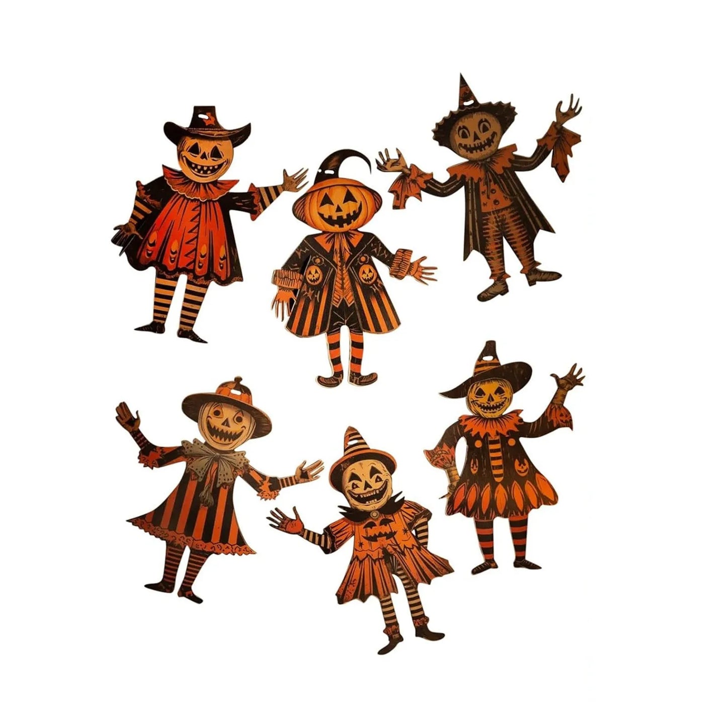 2D Halloween Wooden Hanging Ornaments – Retro Pumpkin & Ghost Bunting Garland for Spooky Festival Atmosphere