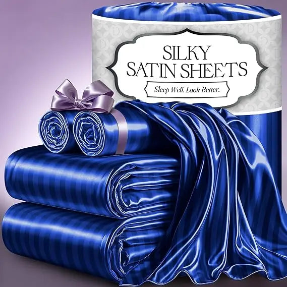 Satin Bed Sheets – 4-Piece Luxury Silky King Size Bedding Set, Softer Than Silk, Wrinkle-Free with 15” Deep Pocket Fitted Sheet