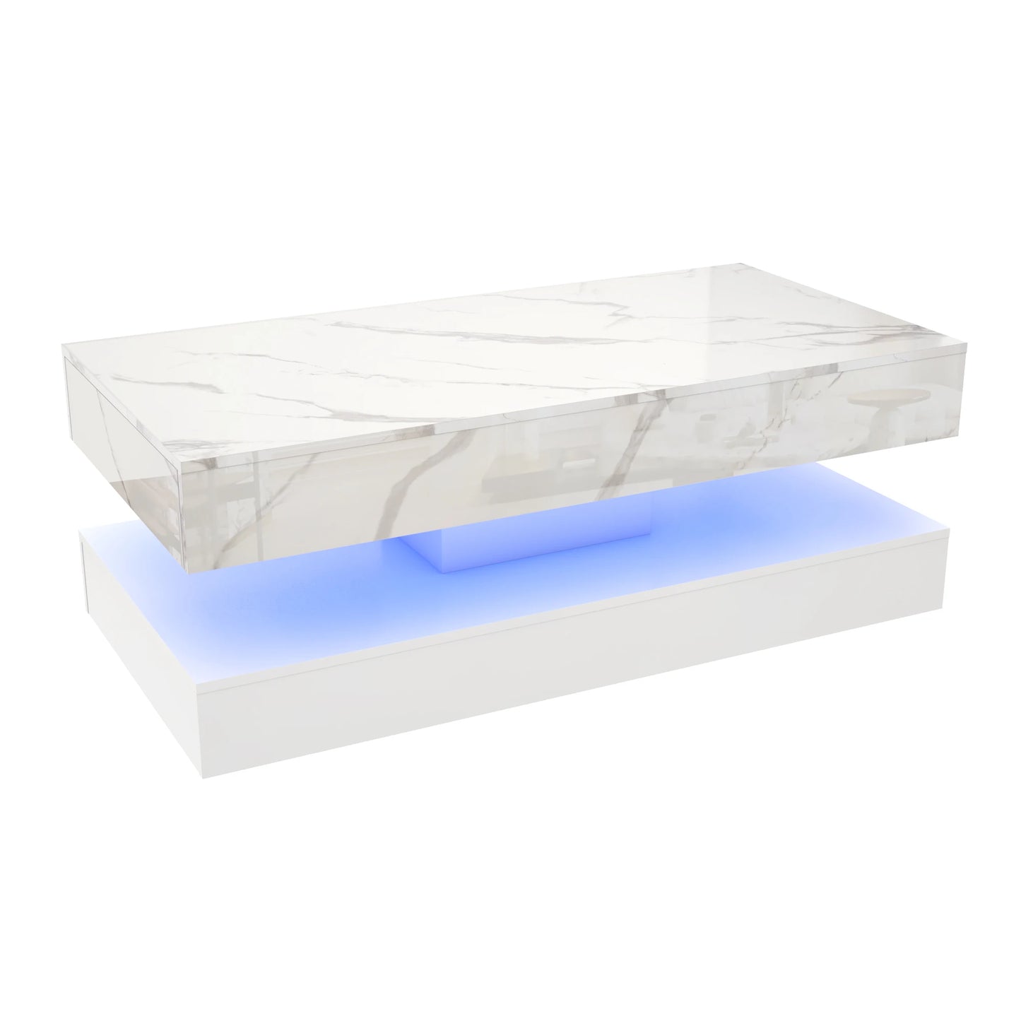 Modern Stylish Coffee Table with LED Lights & Double-Layer Design