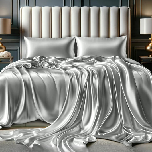 Luxury Satin Bed Sheets – 4-Piece Silky Queen Size Bedding Set, Wrinkle-Free with 15” Deep Pocket Fitted Sheet
