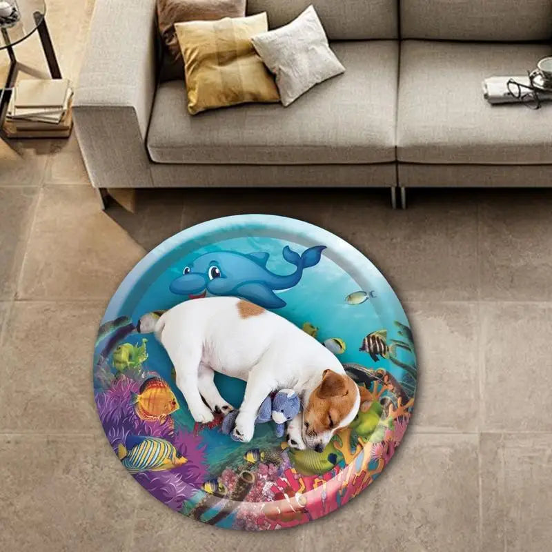 Inflatable Water Play Mat for Cats – Summer Sensory Pad & Cooling Bed – Round Pet Water Mat for Indoor/Outdoor Fun & Relief