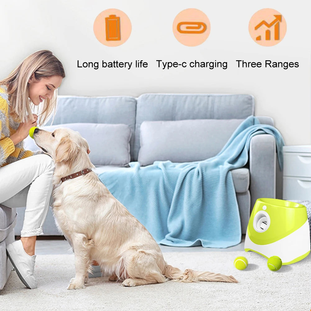 Automatic Dog Tennis Ball Launcher – Rechargeable Interactive Throwing Machine for Pets