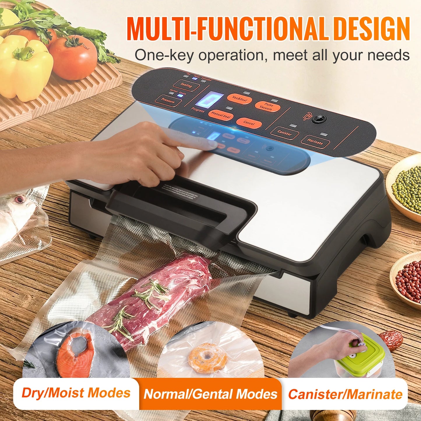 SucceBuy 90Kpa 130W Vacuum Sealer Machine – Food Packaging System with 10 Free Vacuum Bags – Household Kitchen Food Preservation & Storage