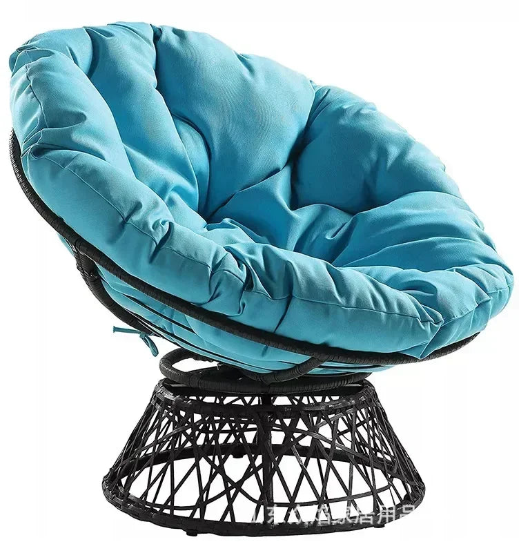 38" Swivel Wicker Papasan Chair – Ergonomic Comfort with Tufted Cushion & 360° Rotation