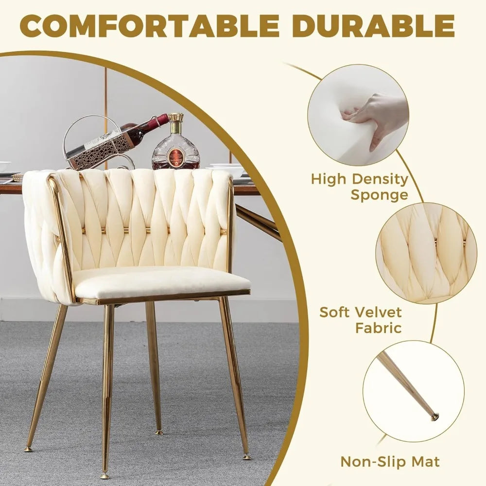 38.9" Round Dining Room Table Set for 4 – Modern Kitchen Dining Table with 4 Velvet Upholstered Chairs