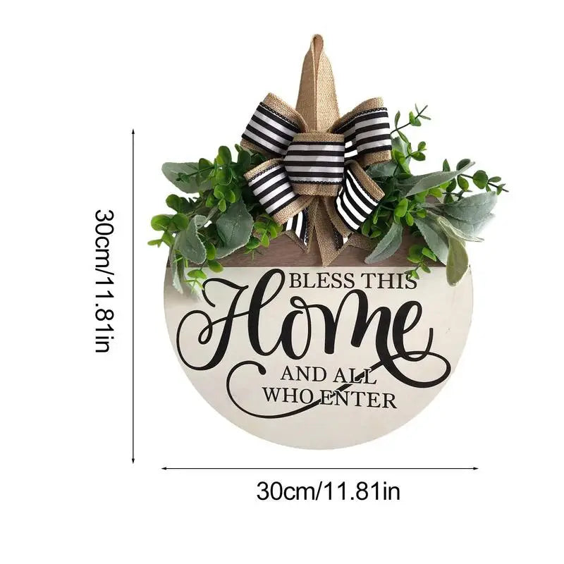 Wooden Wreath Pendant Welcome Sign