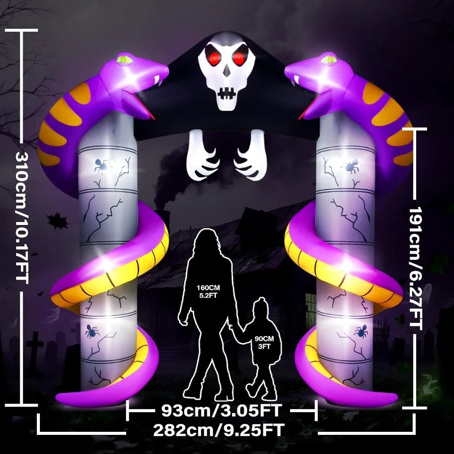 Halloween Inflatable Arch Ghost Decoration with Built-in LEDs – Lighted Blow-Up for Outdoor & Indoor Use, Perfect for Yard, Garden, Lawn & Party Display