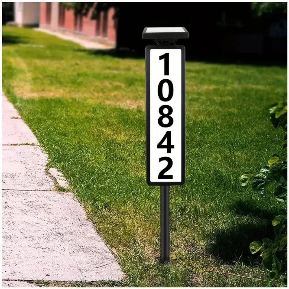 Solar-Powered House Number Light – 1PC Address Sign with Smart Light Control, Pole Mount, 400mAh Battery
