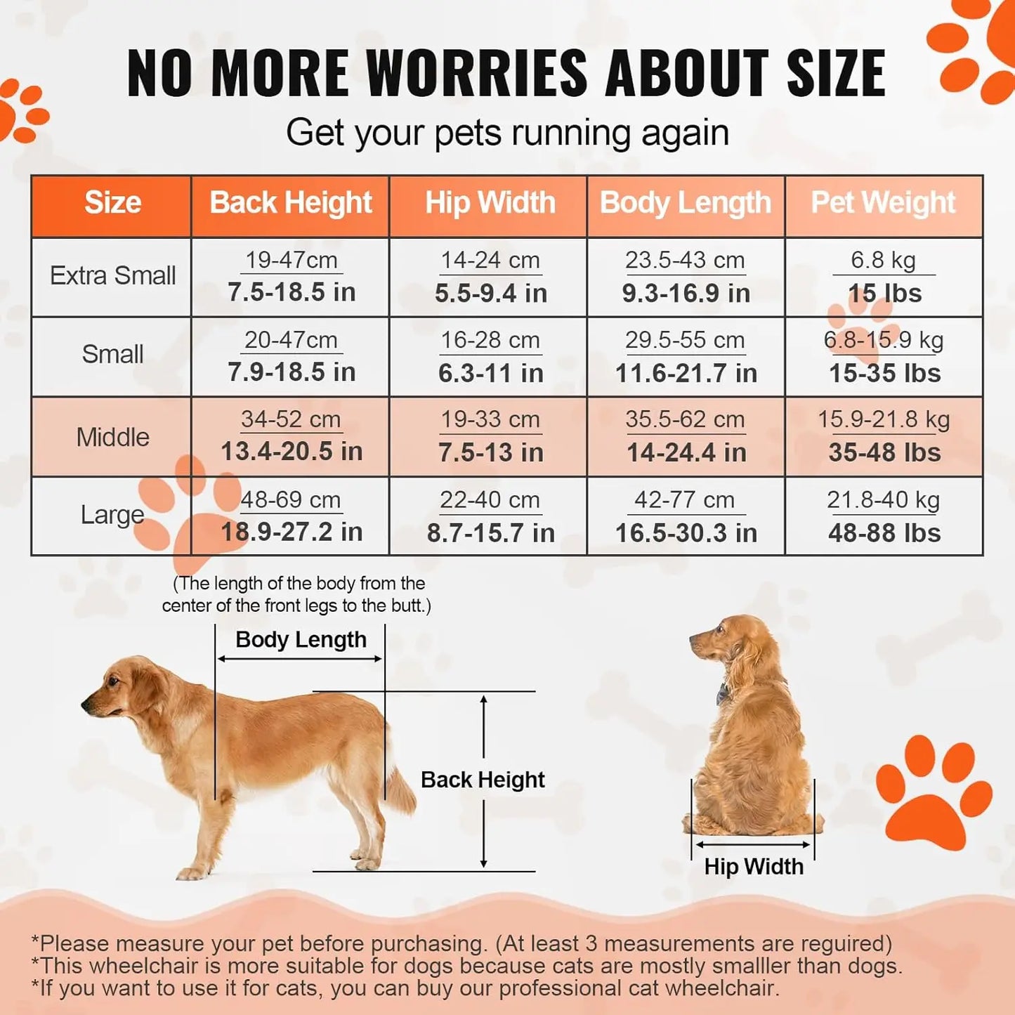 Lightweight & Adjustable Dog 2 Wheel Wheelchair for Back Legs