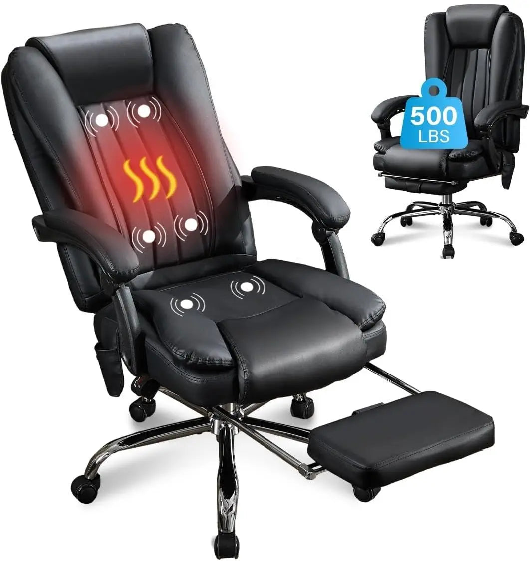 Heavy-Duty Big & Tall Office Chair with Footrest, Heating & Vibration – Supports up to 500 lbs
