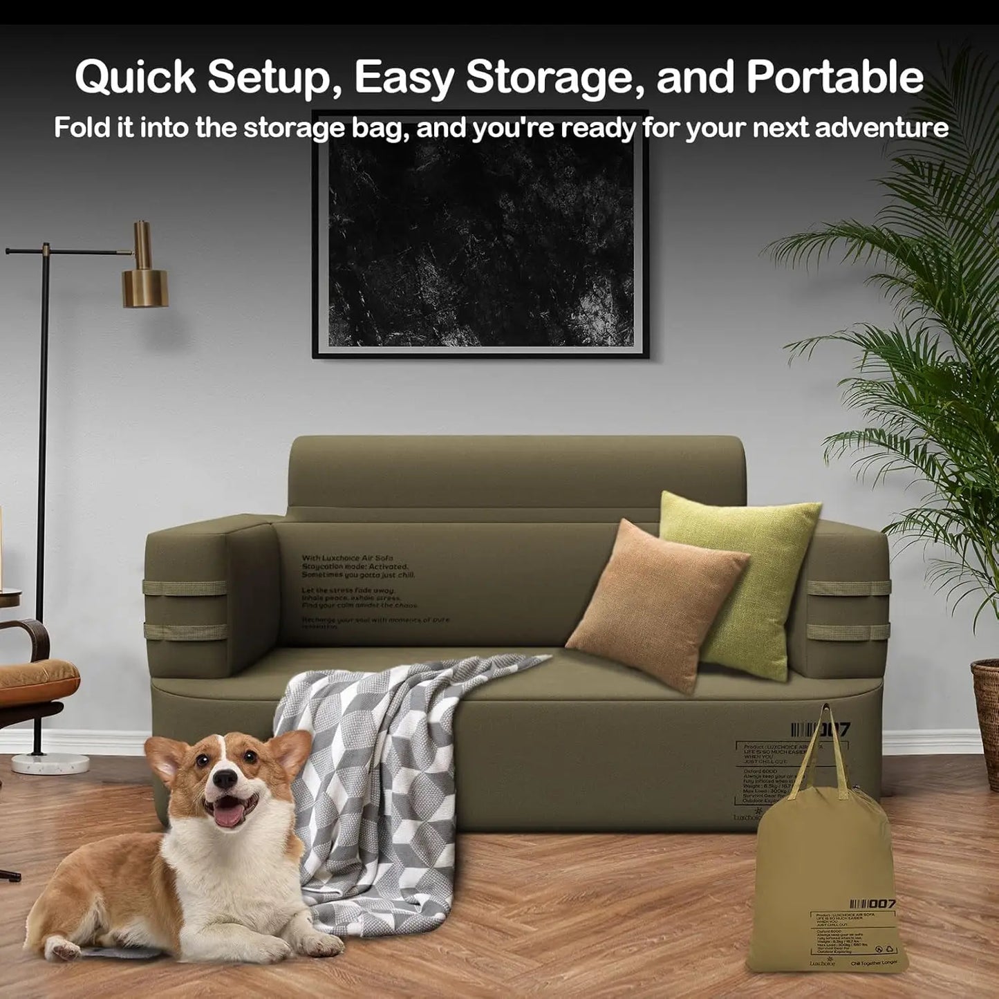 Multifunctional Inflatable Air Sofa with Built-In Pump – Portable Luxury Couch for Home, Camping, and Outdoor Use