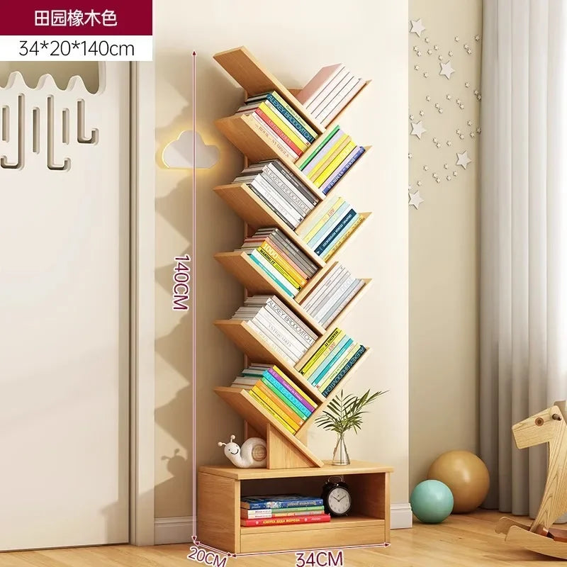 Standing Wooden Storage Rack Bookshelf