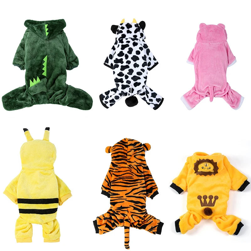 Soft Fleece Dog Jumpsuit – Warm Pet Hoodie for Small Dogs & Cats (Chihuahua, Yorkie, Puppy)