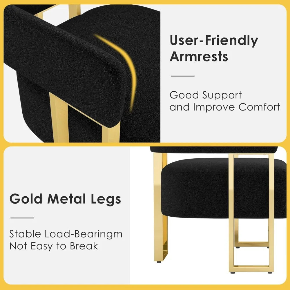 Modern Black and Gold Accent Bucket Chair Set of 2