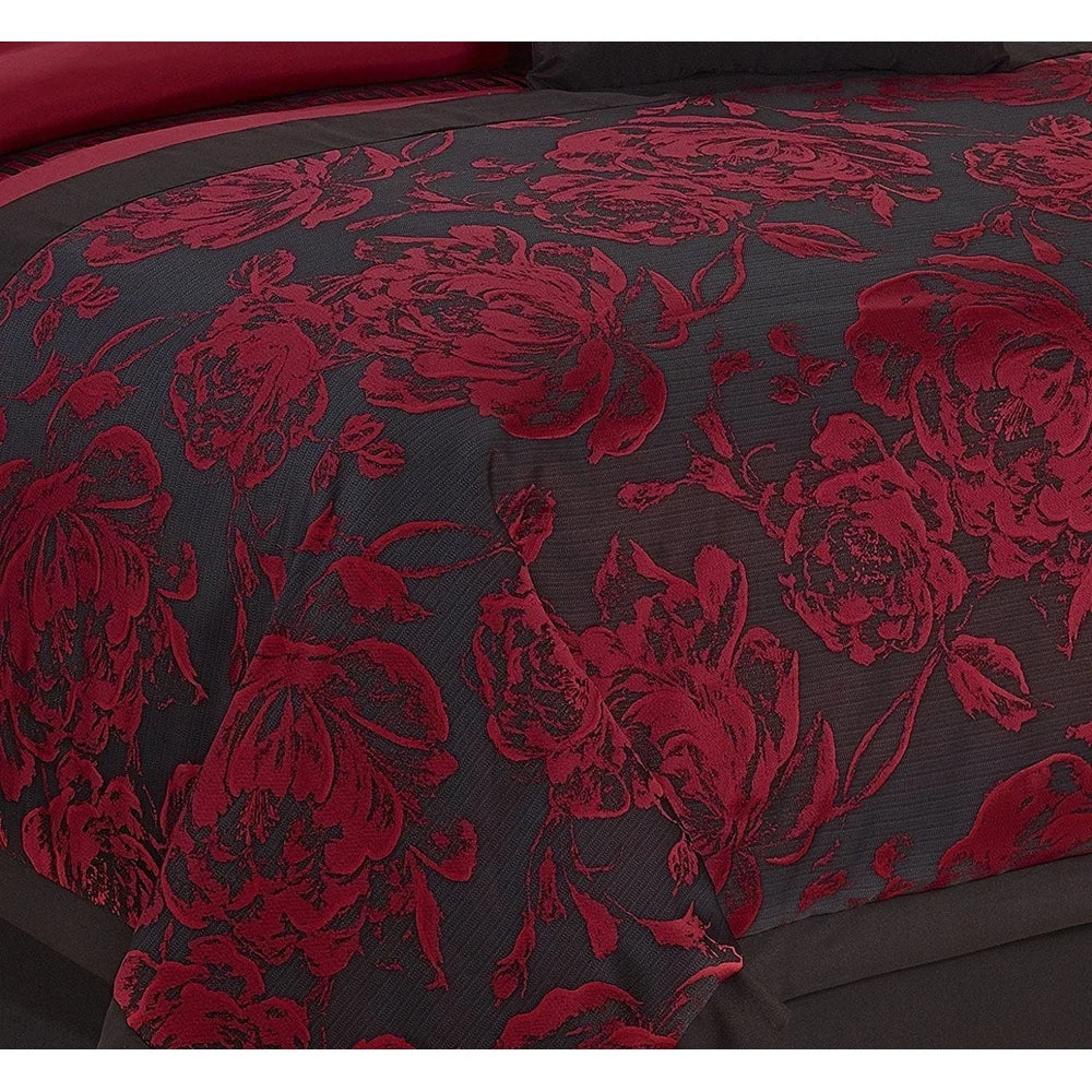 8-Piece Jacquard Floral Queen Bed-in-a-Bag Set – Vintage Design Comforter, Shams & Cushions – Hypoallergenic All-Season Bedding