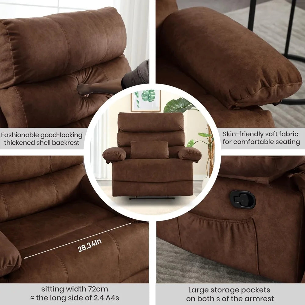 Oversized Recliner Chair – Extra Wide 28.3" Seat, 350 lbs Capacity PU Leather Recliner for Big & Tall Adults – Living Room Comfort