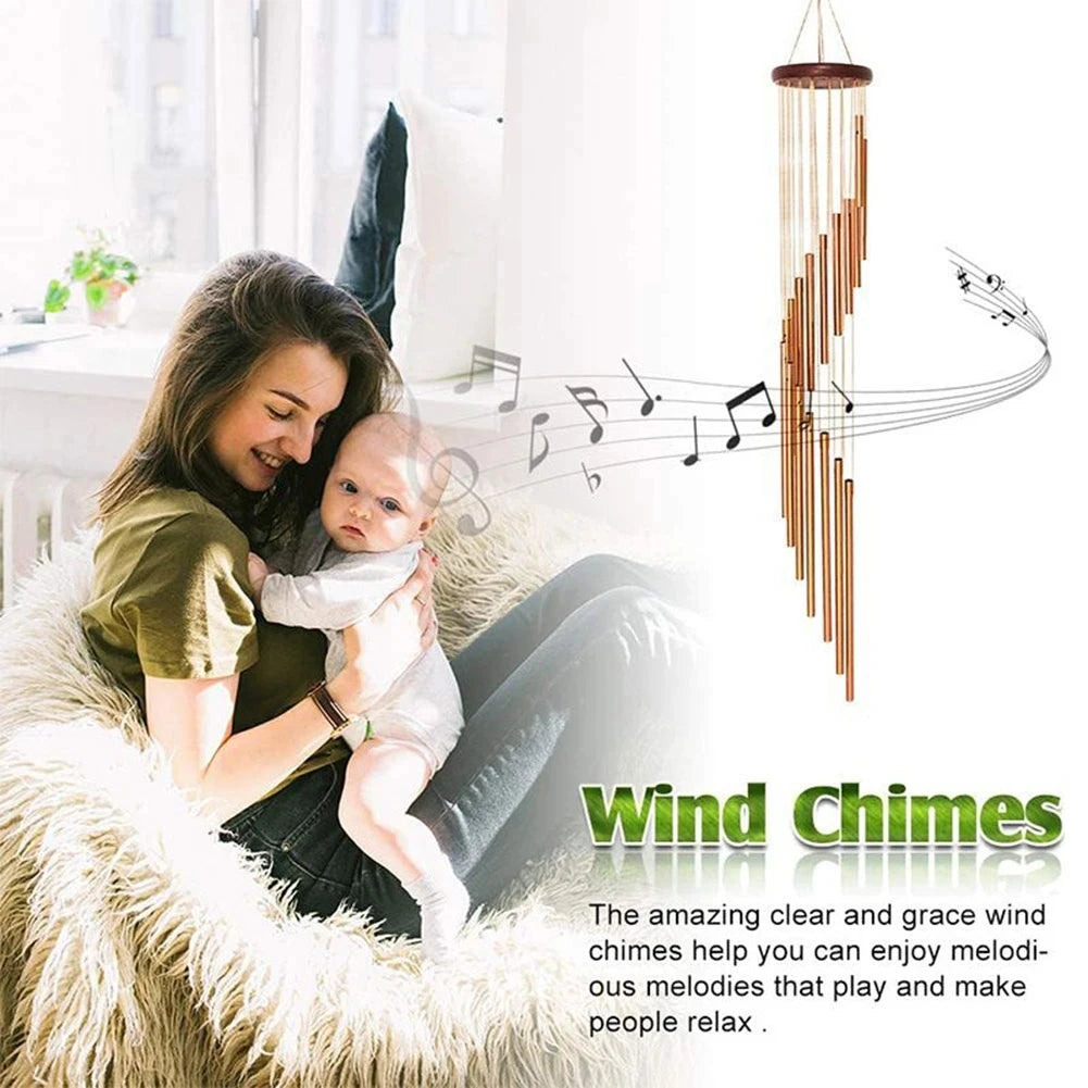12-Tube Aluminum Alloy Wind Chimes with Hook – Gold/Silver Bells for Outdoor Garden, Home, Wedding, Party, or Memorial Gift