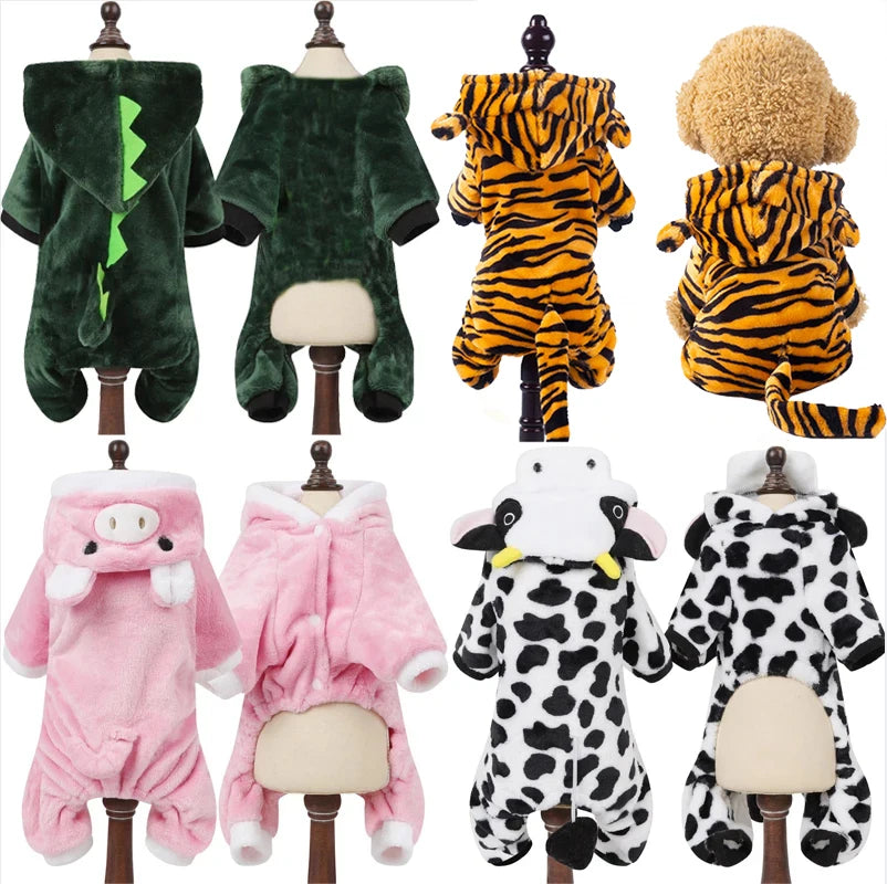 Soft Fleece Dog Jumpsuit – Warm Pet Hoodie for Small Dogs & Cats (Chihuahua, Yorkie, Puppy)