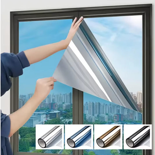 Household One-Way Mirror Window Film – Insulated Privacy & Sun Protection Glass Sticker for Home, Office, Balcony