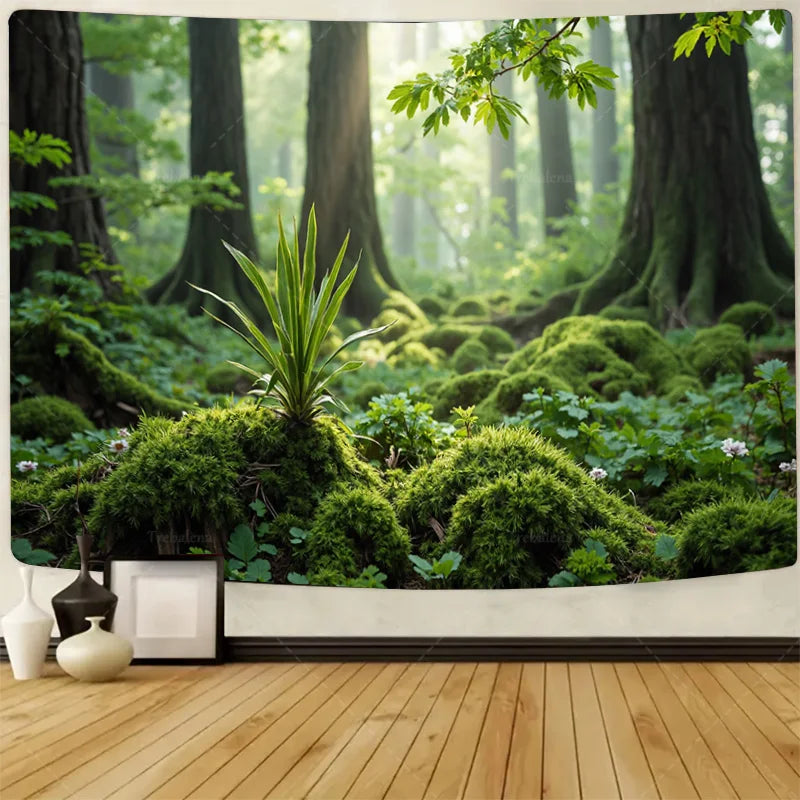Autumn Forest Wall Tapestry – Bear & Fox Rustic Nature Wall Art for Living Room, Bedroom, Dorm, or Home