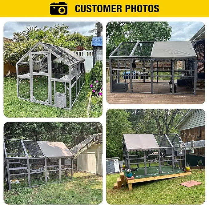 Outdoor Cat Catio Enclosure – Large Cat Run with Bridges, Walkways & Cozy Hideouts | Weather-Resistant Cat Playhouse for Multiple Cats