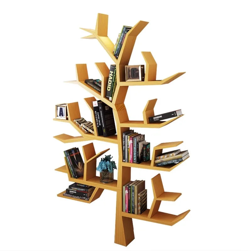 Creative Solid Wood Art Tree Shaped Bookshelf Storage Rack