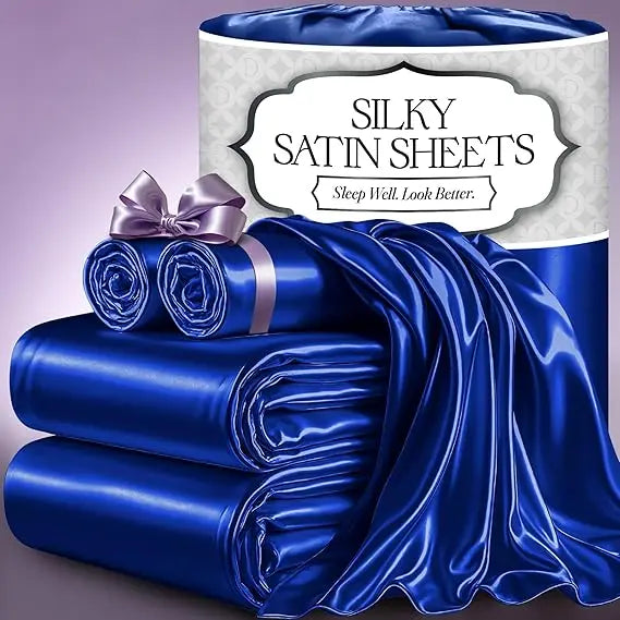 Satin Bed Sheets – 4-Piece Luxury Silky King Size Bedding Set, Softer Than Silk, Wrinkle-Free with 15” Deep Pocket Fitted Sheet