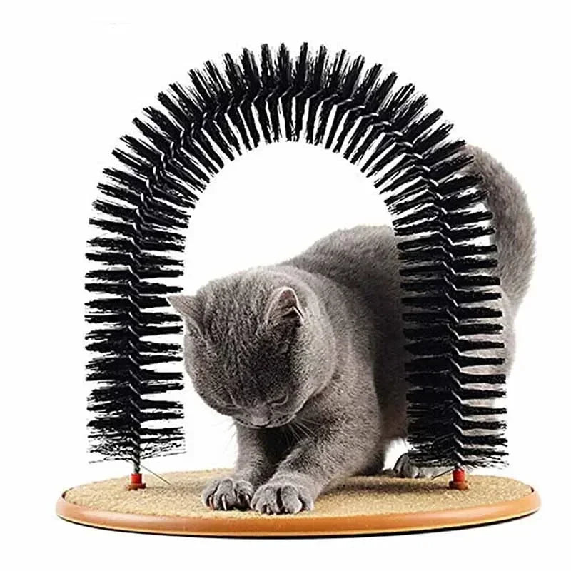 Cat Grooming Arch with Massage Brush & Scratching Pad – Interactive Self-Groomer and Pampering Toy for Cats