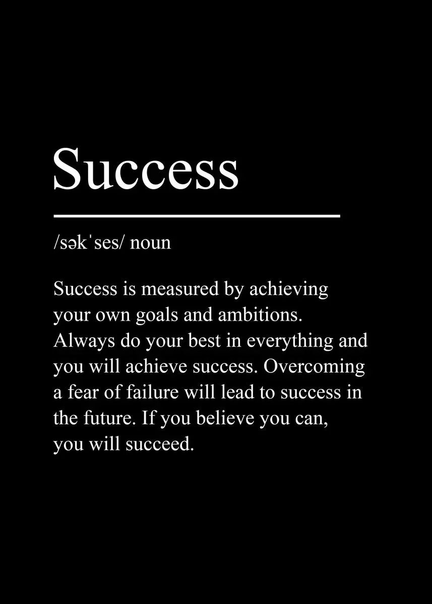 Black Minimalist Inspirational Phrases Poster – Success, Focus, Patience Definition Canvas Wall Art for Home & Office Decor