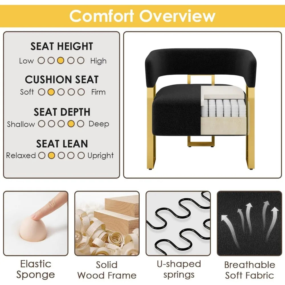 Modern Black and Gold Accent Bucket Chair Set of 2