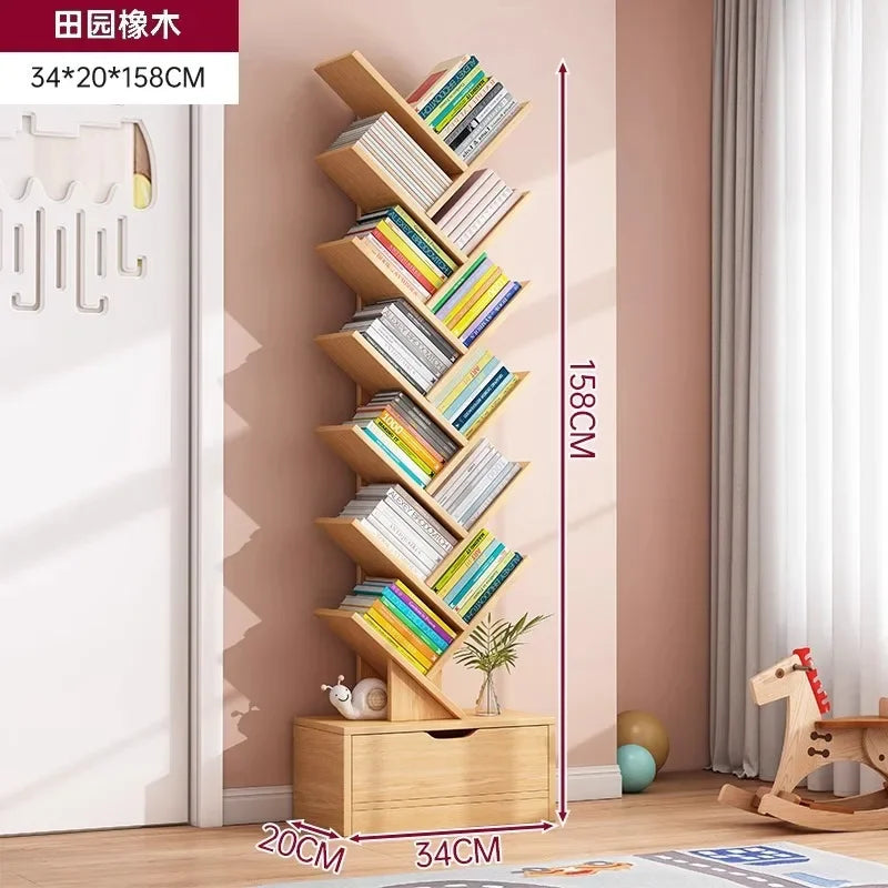 Standing Wooden Storage Rack Bookshelf