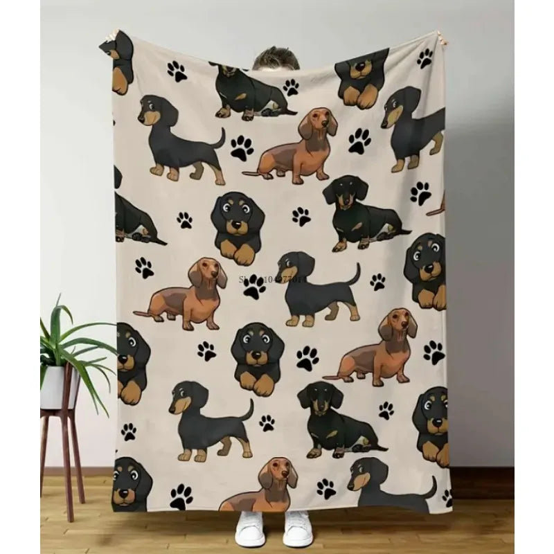 Cute Dachshund Dog Print Blanket – Cozy Throw for Home Décor & Pet Lover Gifts