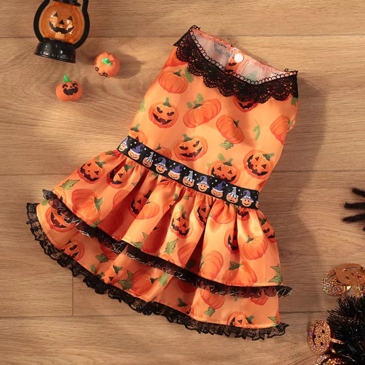 Halloween Dog Costume Dress – Pumpkin Skirt Outfit for Small Dogs | White Girl Dog Clothes for Halloween Parties