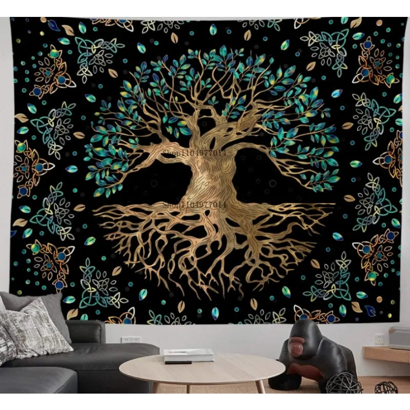 Tree of Life Wall Tapestry – Psychedelic & Mystical Aesthetic Décor for Living Room, Bedroom, or Dorm