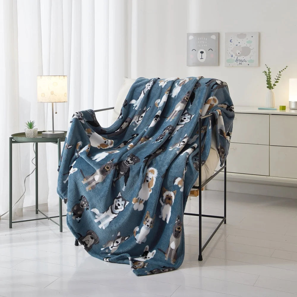 Cozy Blue Dogs Plush Throw Blanket – 2 Pack Ultra-Soft, Warm & Machine Washable Home Décor