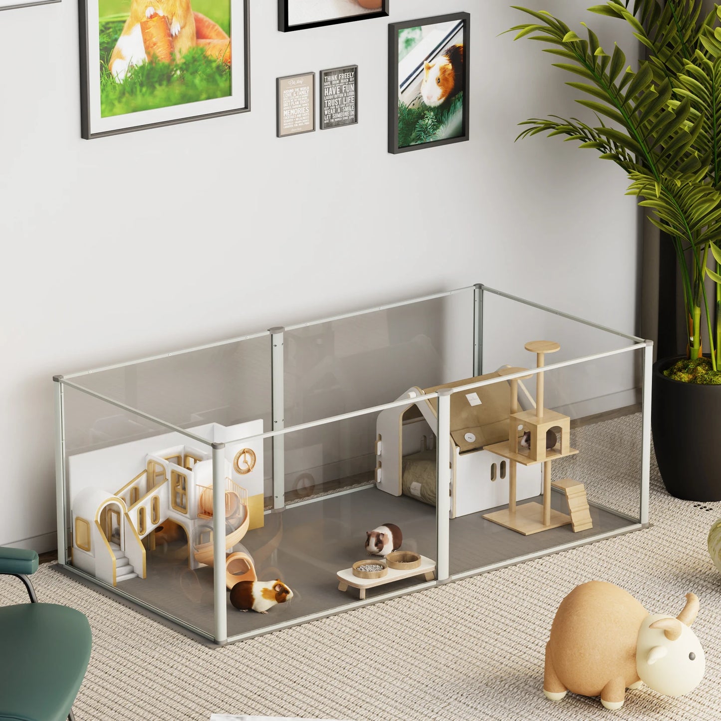 BingoPaw Clear Acrylic Dog Playpen Fence – Transparent Pet Exercise Pen with Waterproof Whelping Pad for Cats, Puppies, and Small Animals