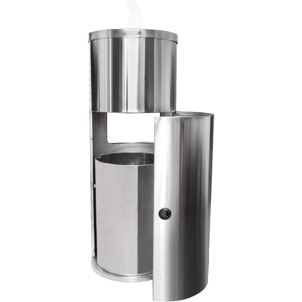 Stainless Steel Floor-Standing Wipe Dispenser with Built-In Trash Can – Fits Most Sanitizing & Disinfecting Wipe Refill Rolls