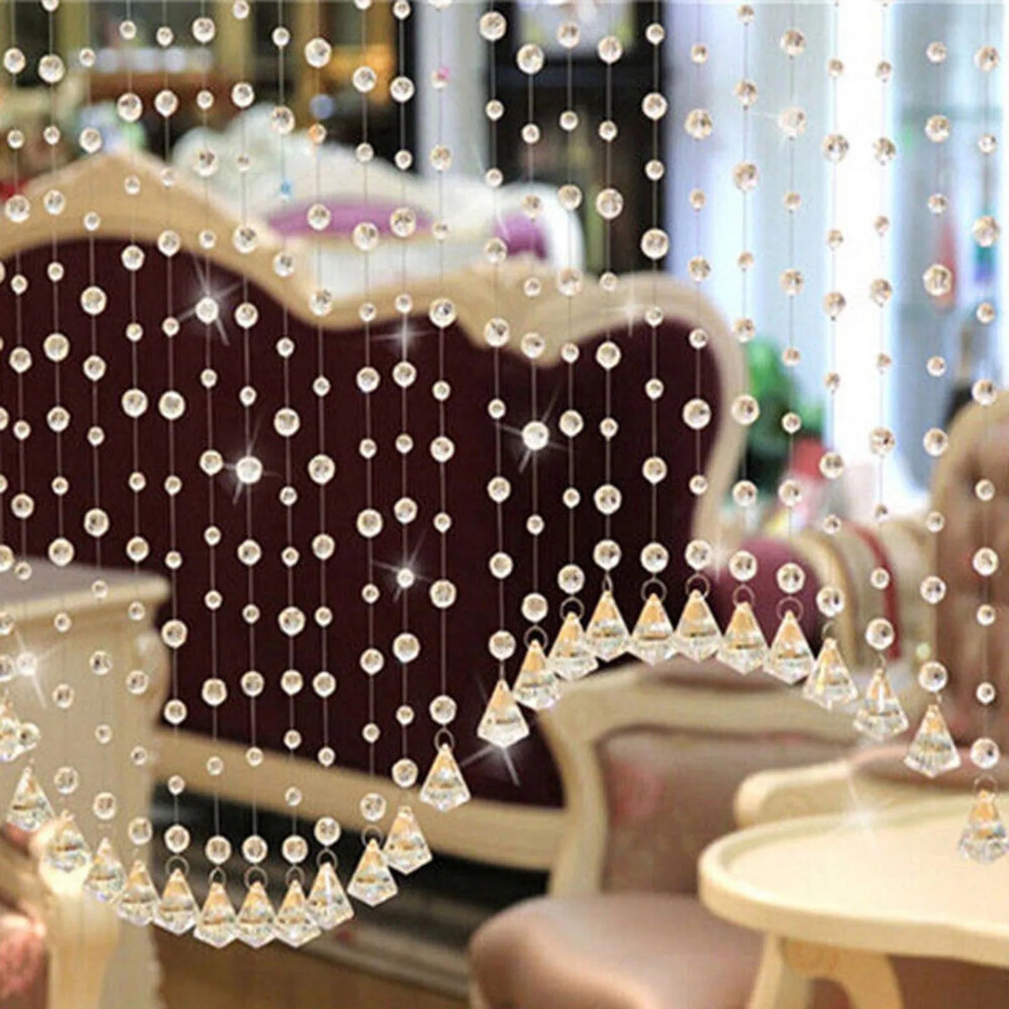 Luxury Crystal Glass Bead Curtain – Home Interior Decor & Wedding Backdrop – Sparkling Hanging Room Divider for Events & Background Decoration