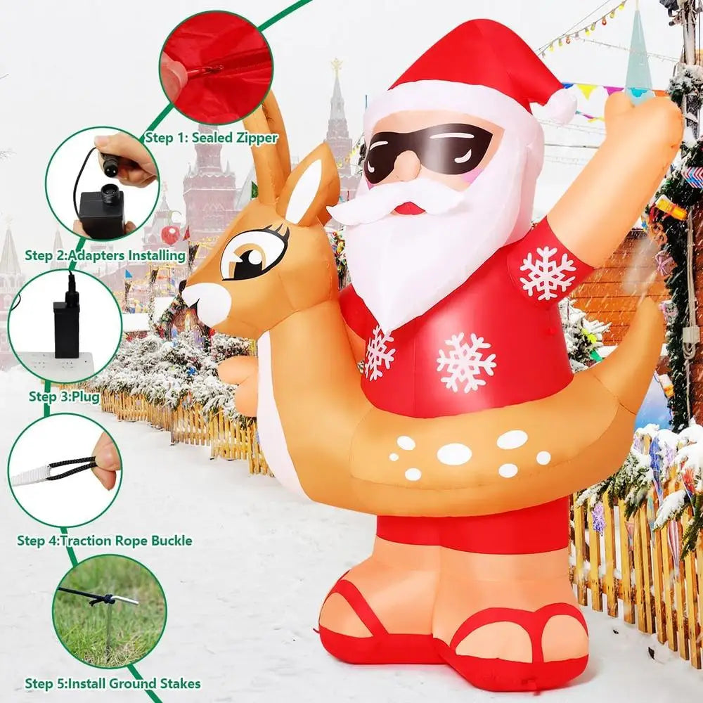 Hawaii Santa Claus 6.3FT Christmas Inflatable Outdoor Decoration with LED Lights