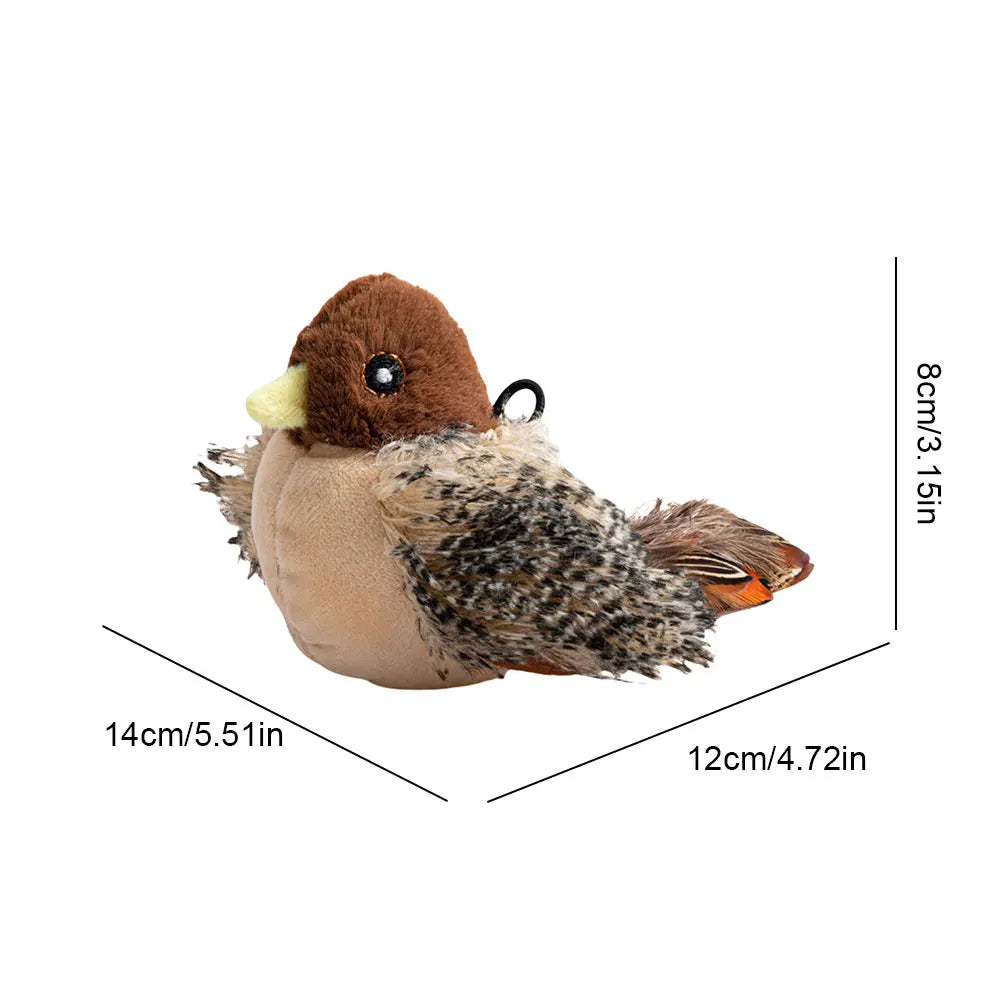 Interactive Flying Bird Cat Toy – Electric Flapping Wings & Squeaky Plush Sparrow with Catnip, Realistic Simulation Toy for Cats