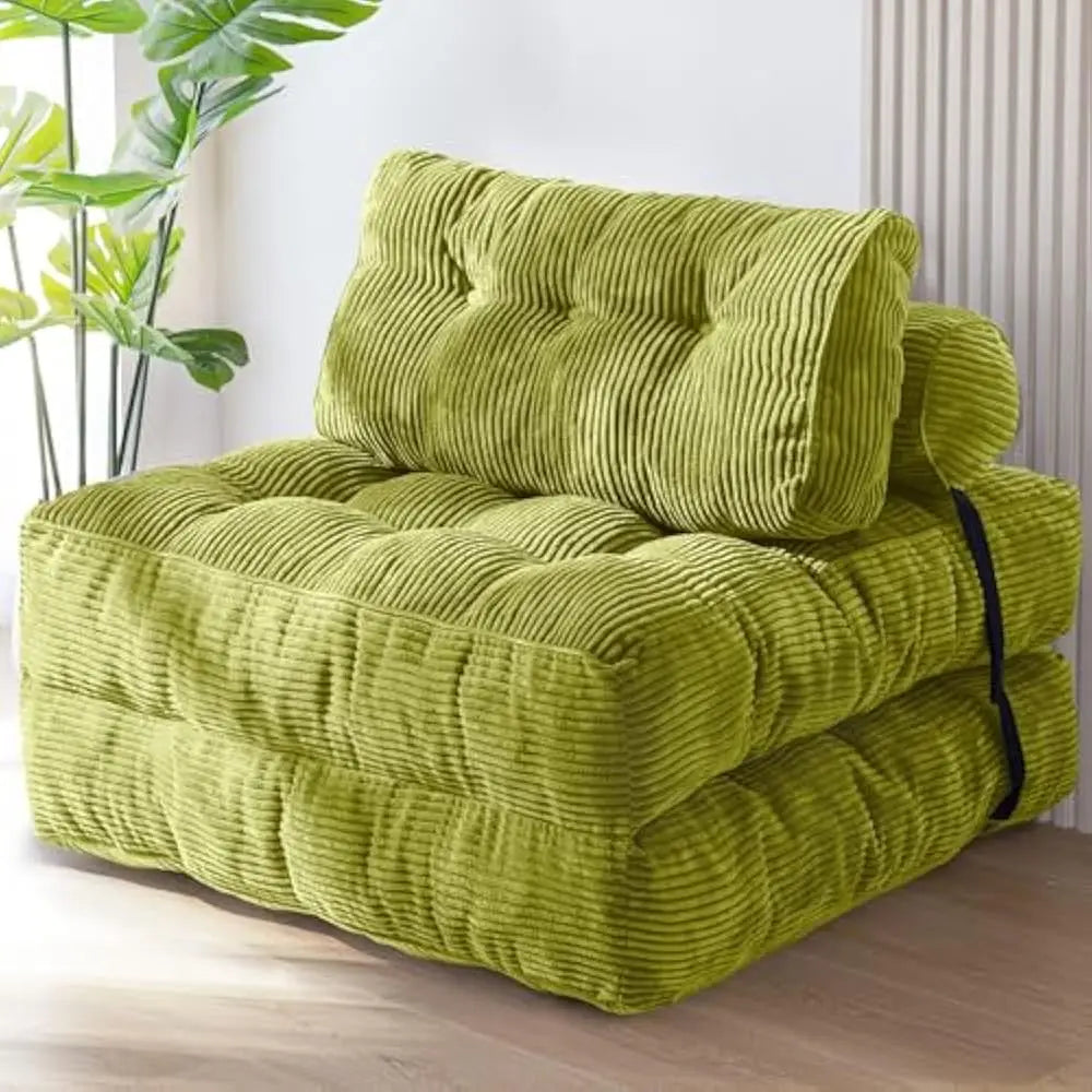 Folding Sofa Bed – Portable Sleeper Chair with Pillow & Mattress, Back Support, Comfy Floor Sofa Lounge