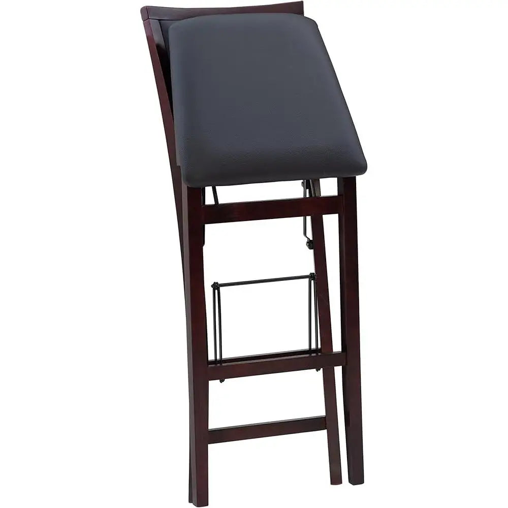 Folding Bar Stool – Faux Leather Seat, Compact Storage, Sturdy Build
