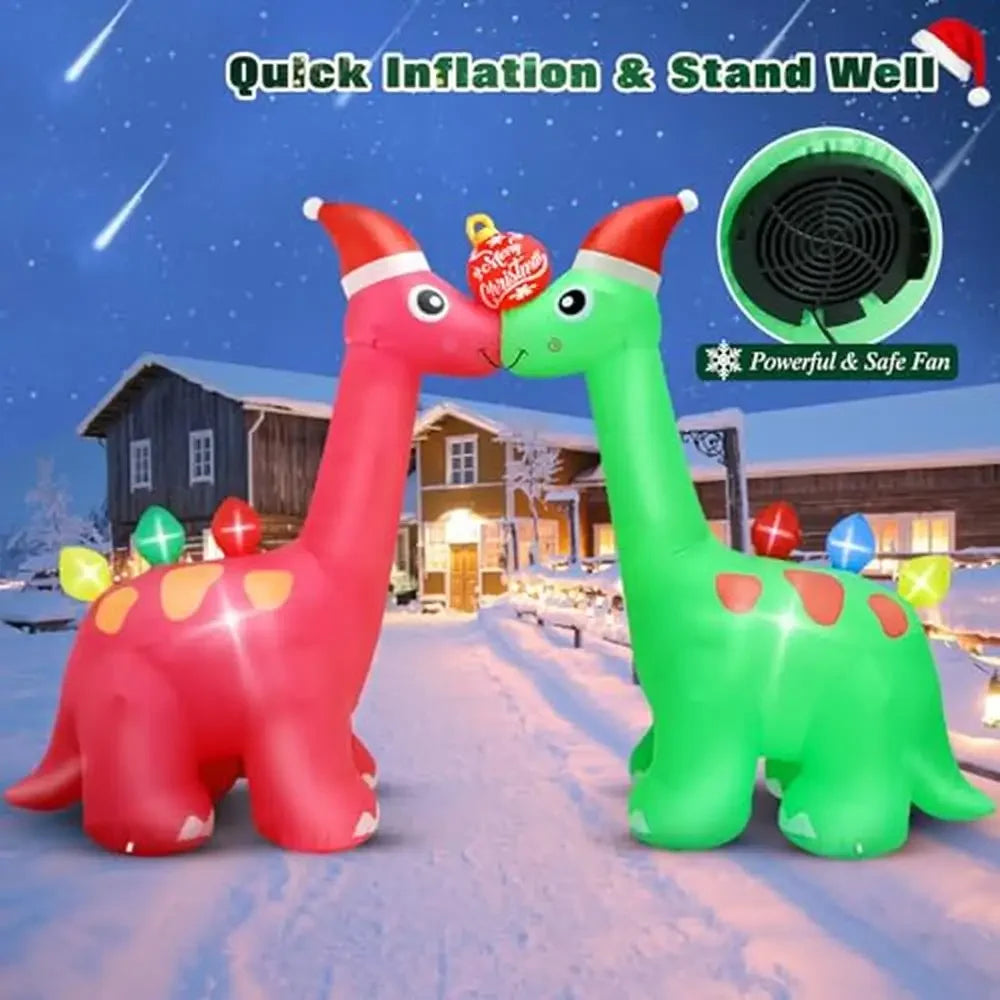 Christmas Inflatable Dinosaur Archway with LED Lights – Festive Outdoor Yard Decoration