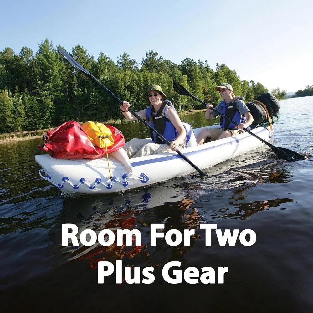 SE370 Inflatable Kayak – 1 to 3 Person Portable Kayak with Seats, Paddles, Foot Pump & Carry Bag – Lightweight & Stowable Touring Kayak for Lakes, Rivers & Ocean
