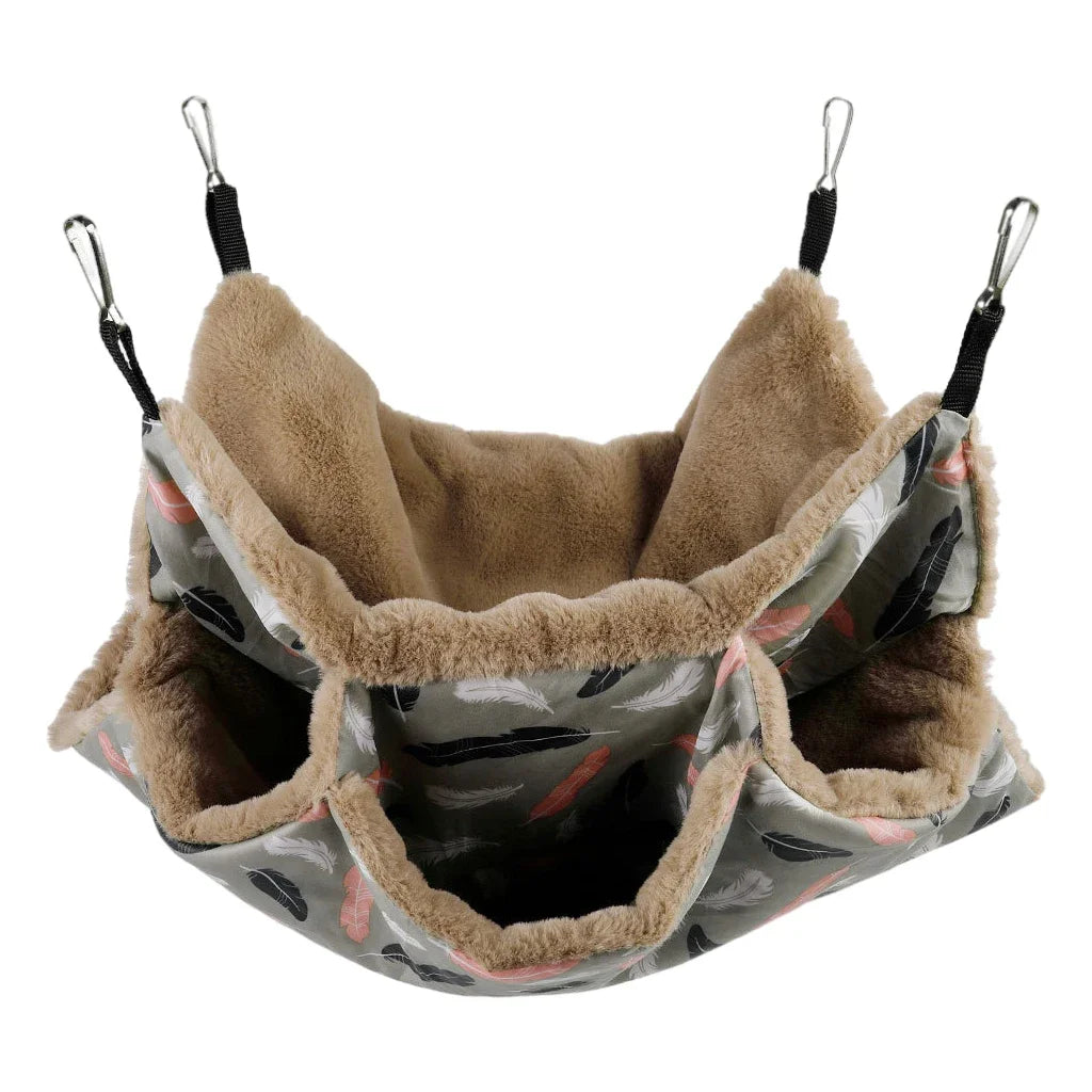 3-Layer Hanging Hammock Bed for Small Animals – Soft Plush Cage Accessory for Hamsters, Guinea Pigs, Rats, Ferrets, Chinchillas, and More (40x40cm)