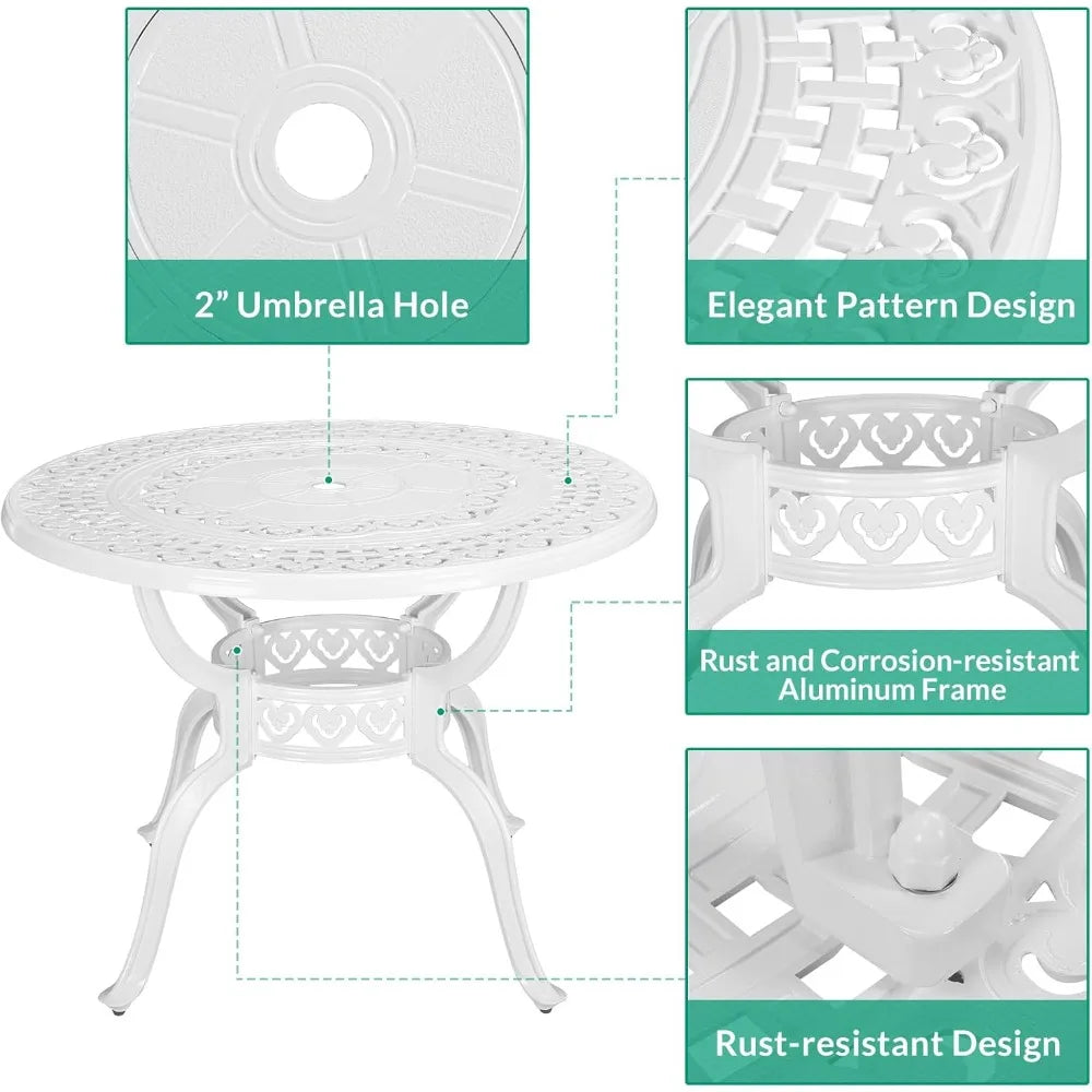 5-Piece Outdoor Patio Dining Set – All-Weather Cast Aluminum with Swivel Chairs & Cushions
